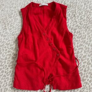 A&F Red Linen Vest